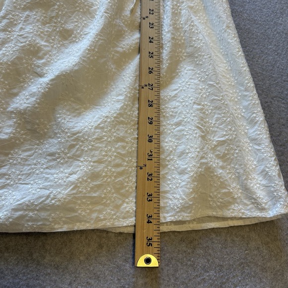 Mango MNG Puff Sleeve Tonal Embroidered Cotton Minidress Size‎ 8 - Picture 9 of 10